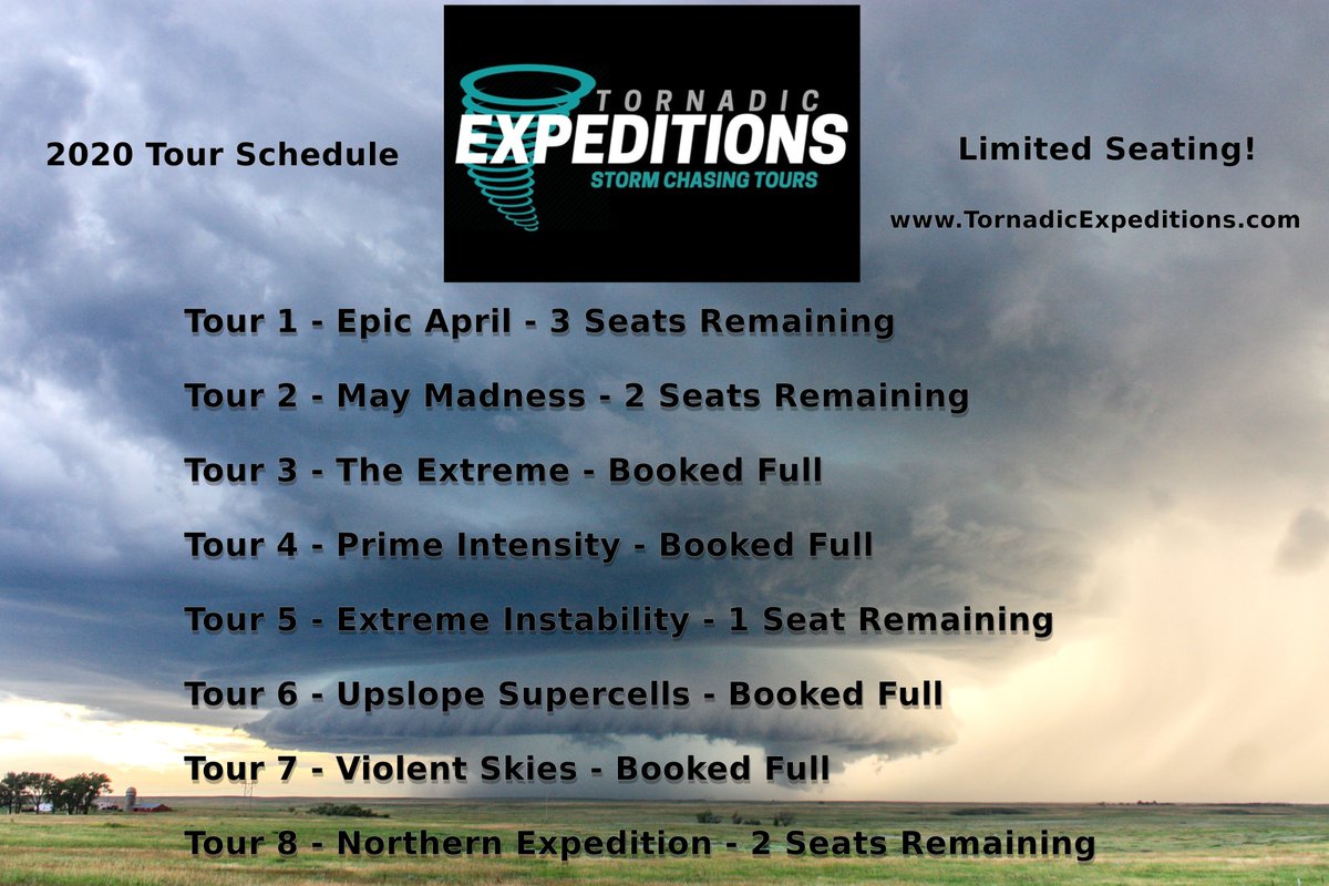 2020 #StormChasingTours are filling fast! Only 8 seats remain! It's Time to Chase Your Dreams! #vacation #tours #storms #supercell #tornadoes #bucketlist #adrenaline #roadtrip #adventuretravel #adventure
