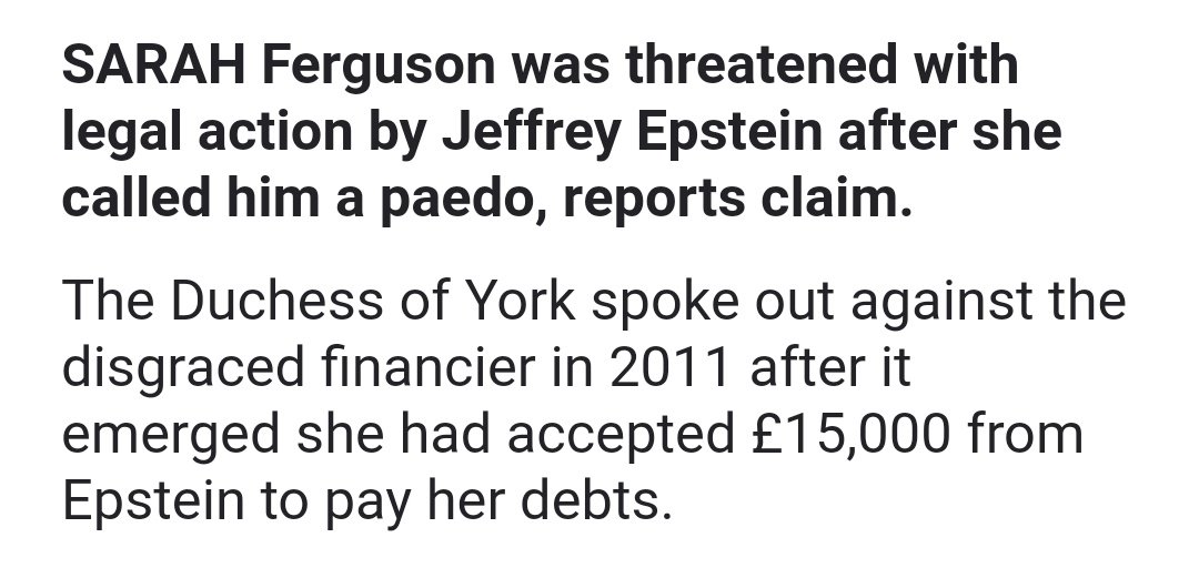On April 1, 2018, Julia Streets became a trustee of the children's charity Street Child, the same month it merged with Children in Crisis, founded by Sarah Ferguson who borrowed £15k from Jeffrey Epstein to pay her debts.  https://www.telegraph.co.uk/news/uknews/theroyalfamily/8366981/Duchess-of-York-spent-nine-months-negotiating-with-convicted-paedophile-Jeffrey-Epstein-to-pay-off-her-debts.html https://beta.companieshouse.gov.uk/company/06749574/officers