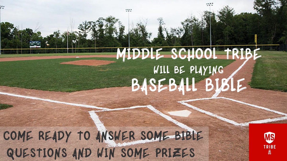 bcconmission's tweet image. This week the MS Tribe will be playing Bible Baseball!! Middle School kids will meet in the Warehouse and answer some Bible trivia to get “home runs” and win some prizes! Make sure to study this week and don’t bring your Bible on Sunday. #mstribe