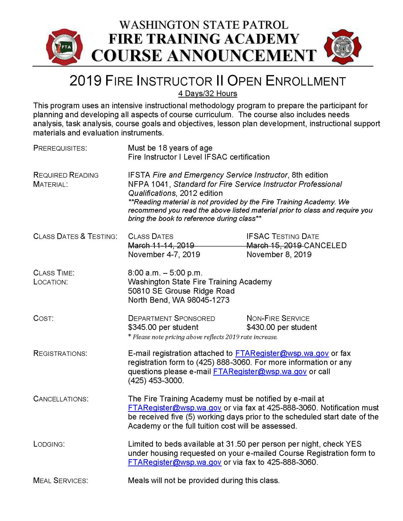 Wa Fire Marshal A Twitter Wsfta Has Several Open Enrollment Classes Coming Up Fire Instructor 1 Fire Instructor 2 And Fire Officer 2 Get Your Registrations In Today Deadline To Receive Registrations