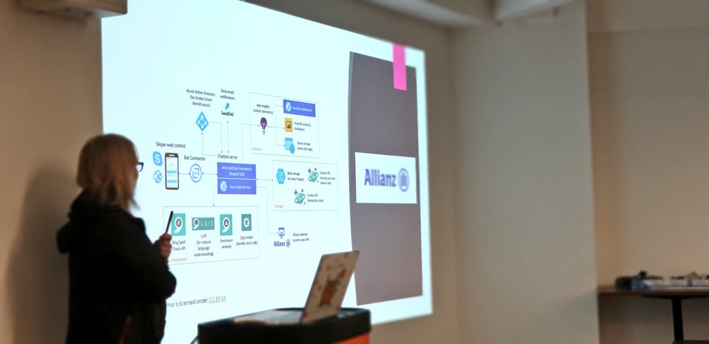 dotnetnotts's tweet image. .@GosiaBorzecka explains that @Allianz are using @microsft @azure #SpeechAPI. #dotnetnotts