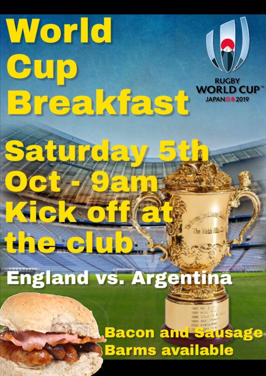 mondsjohn's tweet photo. @MARPLERUGBYCLUB Get down to the club for England’s next World Cup game. Clubhouse open from 08:45 and breakfast available. https://t.co/WIRsxCWBYI