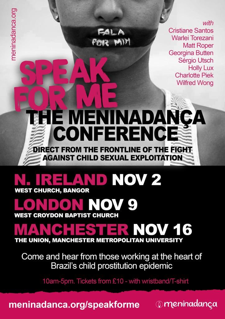 Child sexual exploitation and the amazing work of <a href="/meninadanca/">Meninadança Int'l</a> in Minas Gerais. I’ll share my experience about reports I’ve made in Brazil. There’ll be three conferences in November, in Northern Ireland, London and Manchester. #meninadança