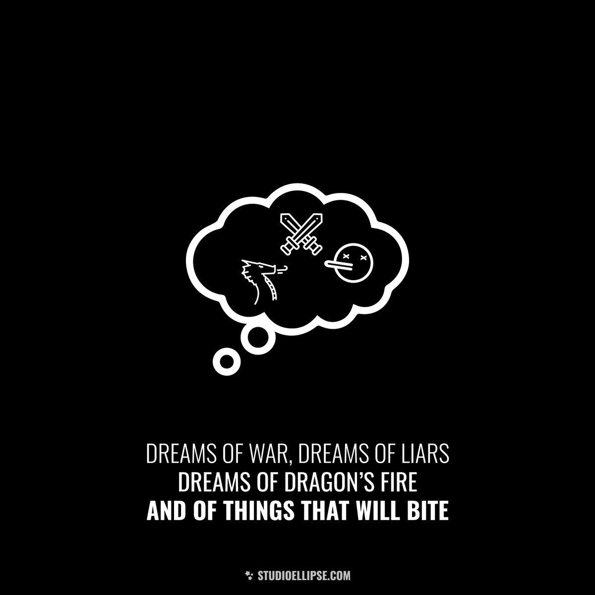 StudioEllipse's tweet photo. "Dreams of war, dreams of liars, dreams of dragon's fire and of things that will bite."

The @studioellipse Guess the Song series⁠
#studioellipse #graphicdesign #webdesign #studiografico #songs #metallica #entersandman #illustration https://t.co/yP0pd3rFr6
