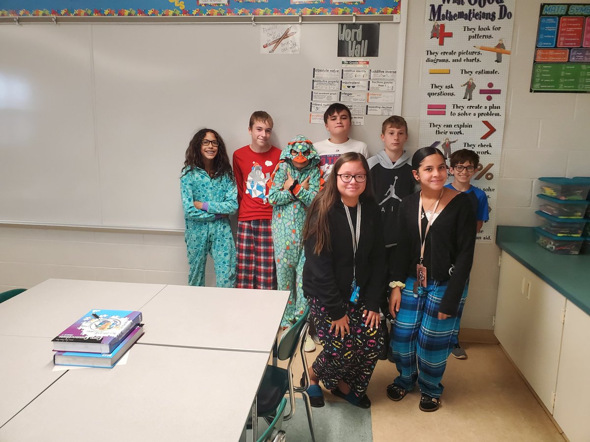 Mrs_SnyderMath's tweet photo. Showing our school spirit on PJ spirit day.  #wyproud https://t.co/QT7ZZMaTmb