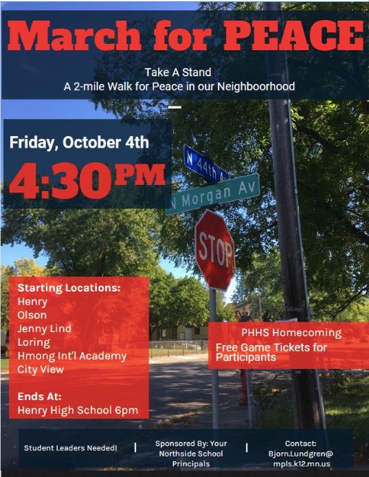 Join us with our PHeeder Schools this PHriday as we “March4Peace” We start at PHHS at 4:30pm and will stop for the rest of the scholars at the schools along the way! We will end at Loring Elementary at 530 to start the Homecoming Parade #patriotnation #PHamilyPHocus #Homecoming19