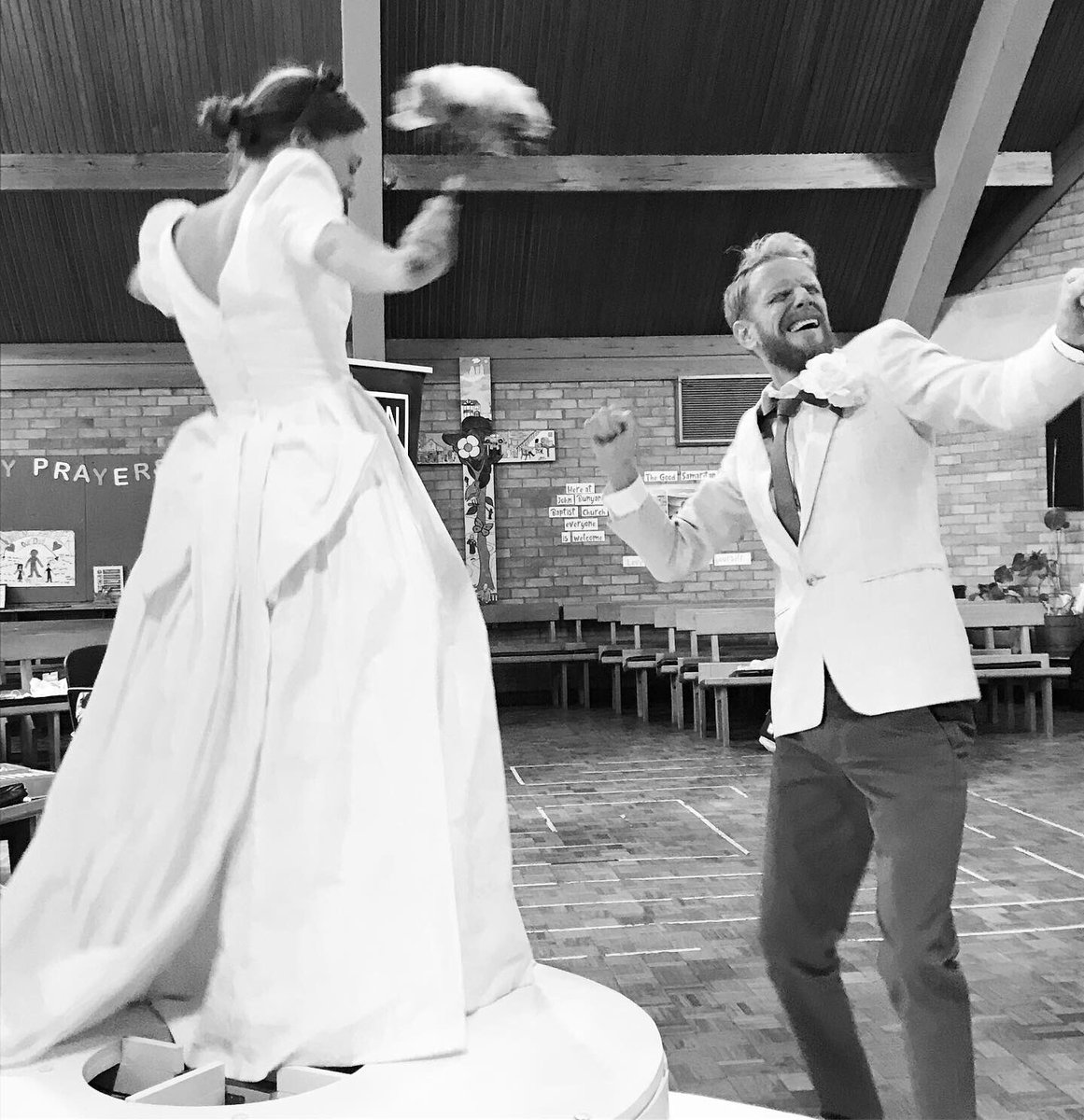 HumanStoryOx's tweet photo. Wonderful wedding frolics in today’s rehearsals of #HappyEvenAfter with actors .@pjtonkin80 .@ImogenWilde_ .@IMLAgency #newwriting #domesticabuse #opensthisweek .@ArtsatOFS .@TheMillBanbury .@ReducingRiskDA .@A2DominionGroup .@OxfordSams .@OxTheatreMakers https://t.co/D7ocptx4oa
