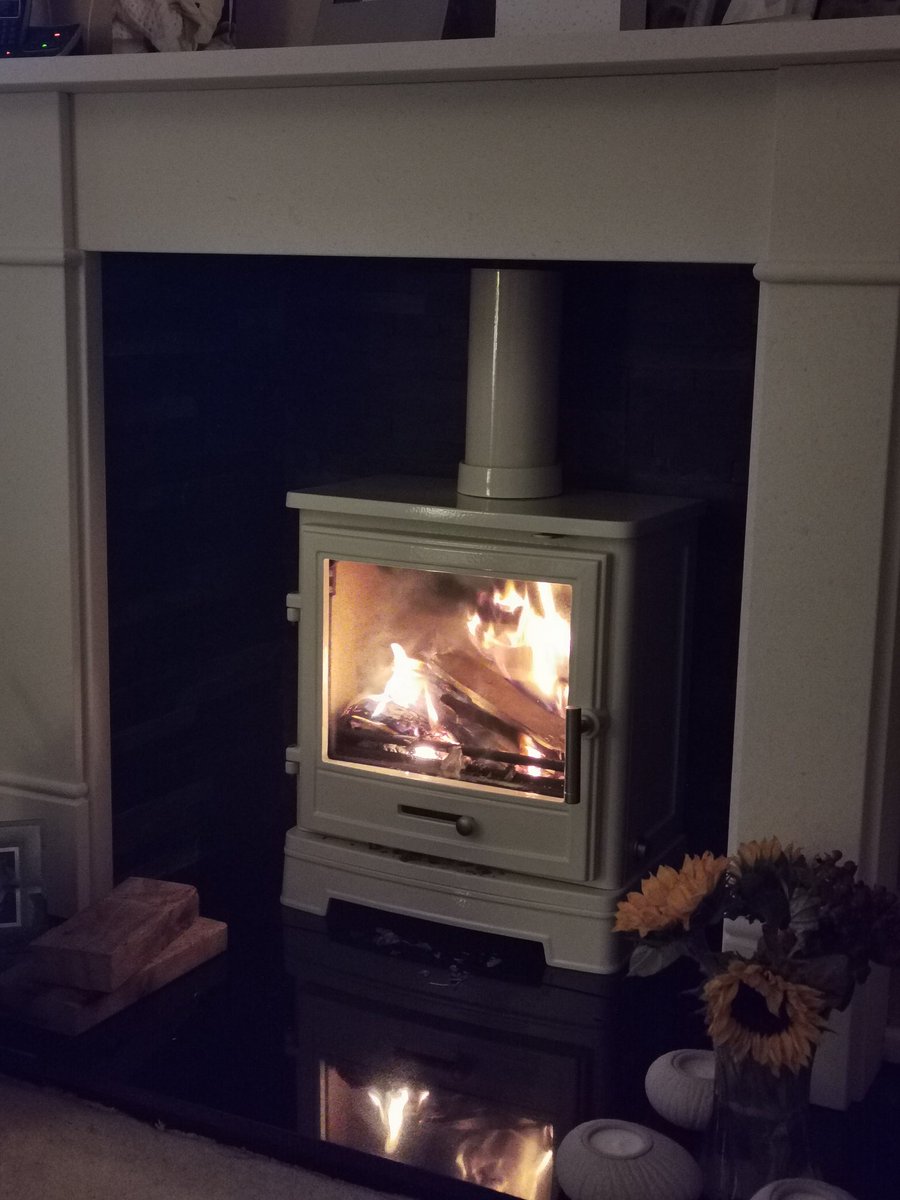 cazgerrard's tweet image. We gave up and fired up the new log burner #warmandtoasty #nearlyoctober