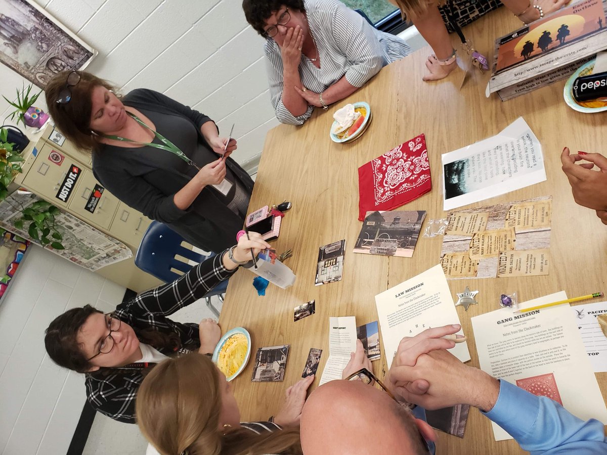 JMConverse's tweet photo. Sorry @LHSEAGLESVA - the @EnglishDeptLHS will not be in tomorrow because we did not #EscapetheCrate today during our lunch meeting! We are still stuck in the wild west! https://t.co/3OJeU7OtP7