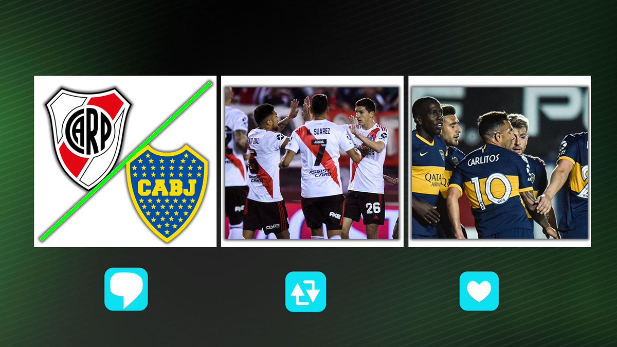 ESPNFutbolClub's tweet photo. ¿Cómo queda el primer superclásico de la Copa Libertadores? #ESPNFColombia.

Vota así: 

💬  Por Empate

🔄  Por Gana River Plate

❤  Por Gana Boca Juniors https://t.co/weyEqzc8n4