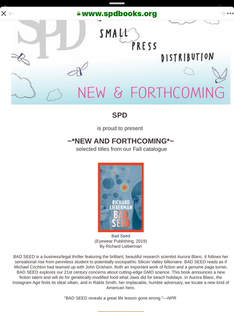 My book featured on wonderful SPD’ s Fall list!! ⁦@spdbooks⁩ ⁦<a href="/EyewearBooks/">Black Spring Press Group</a>⁩