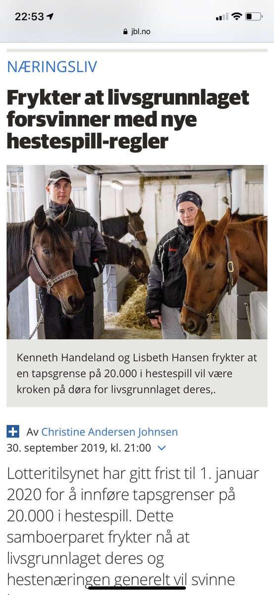 Trist lesing om to flotte mennesker i <a href="/jaerbladet/">Jærbladet</a>. Mange liv går i oppløsning om <a href="/landbrukogmat/">Landbruks- og matdepartementet</a> tar rygg på <a href="/lottstift/">Lotteri- og stiftelsestilsynet</a>. 😕