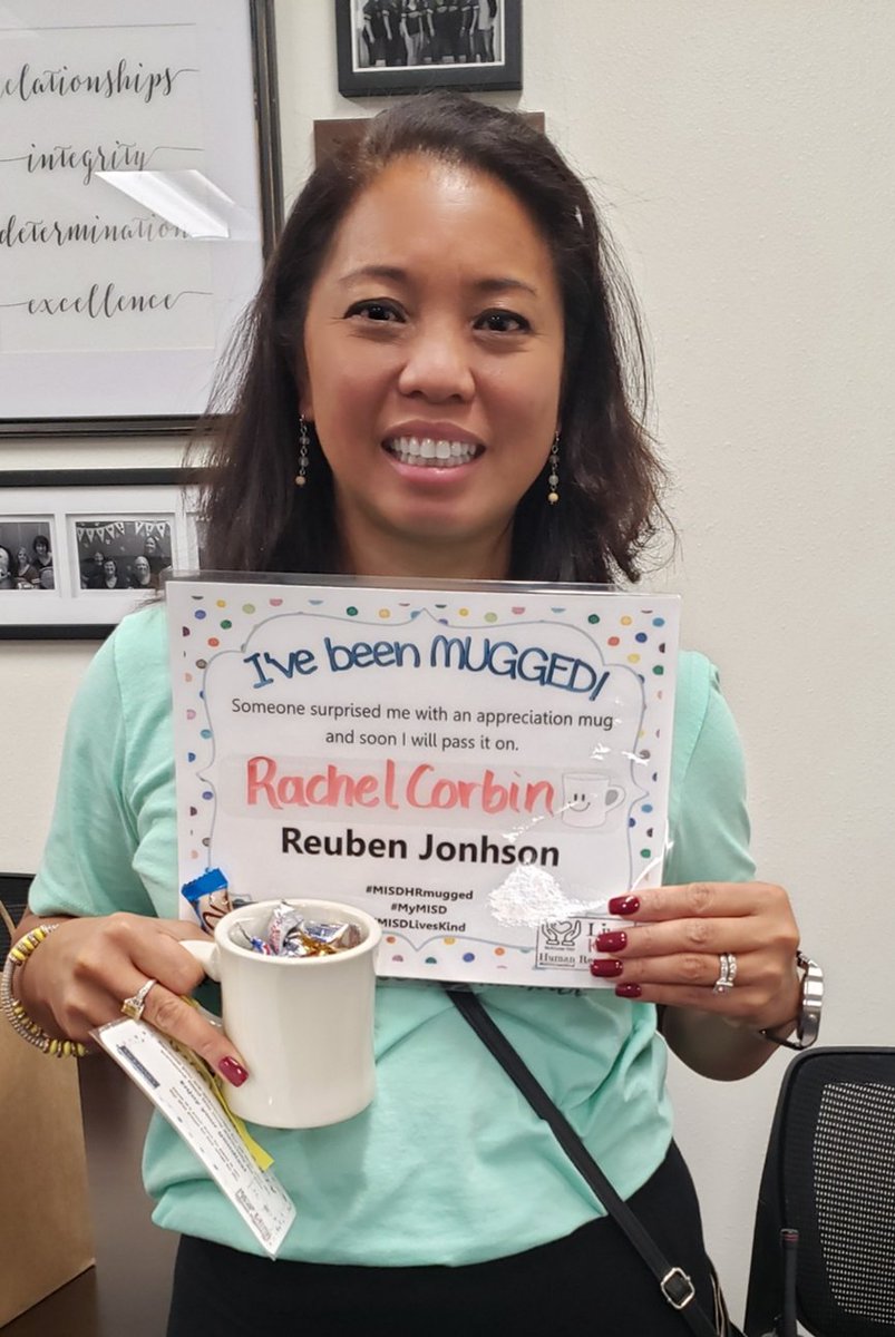 #MISDHRmugged Look out MISD... I was mugged last week! Fun game to keep paying it forward! Thank you, MISD HR! 
#MyMISD #MISDLivesKind