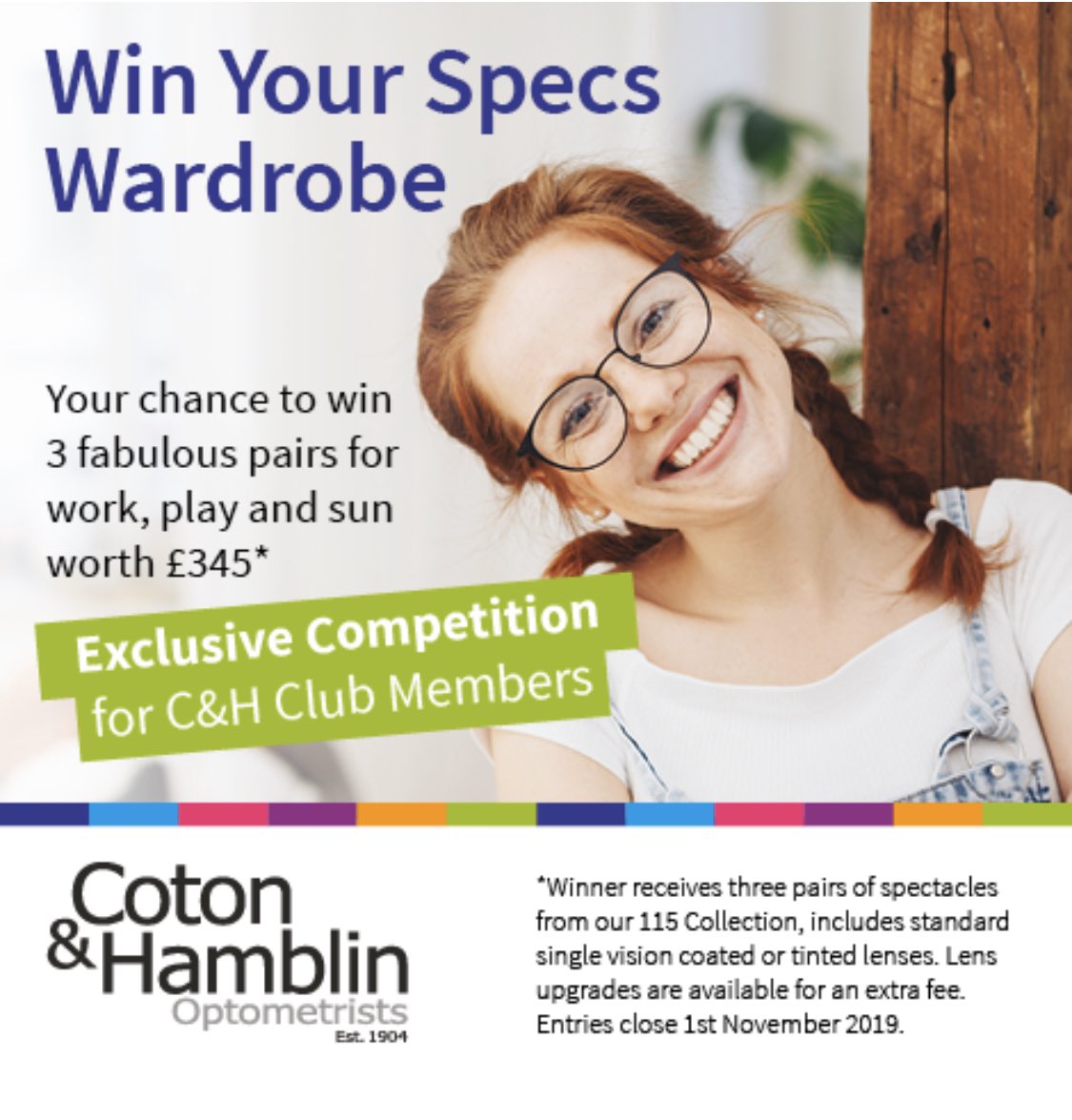 Competition time - win your wardrobe - 3 pairs of specs from our 115 collection - please follow us, like our tweet and share this post 
coton-hamblin.com/competition-ti… for t’s and c’s