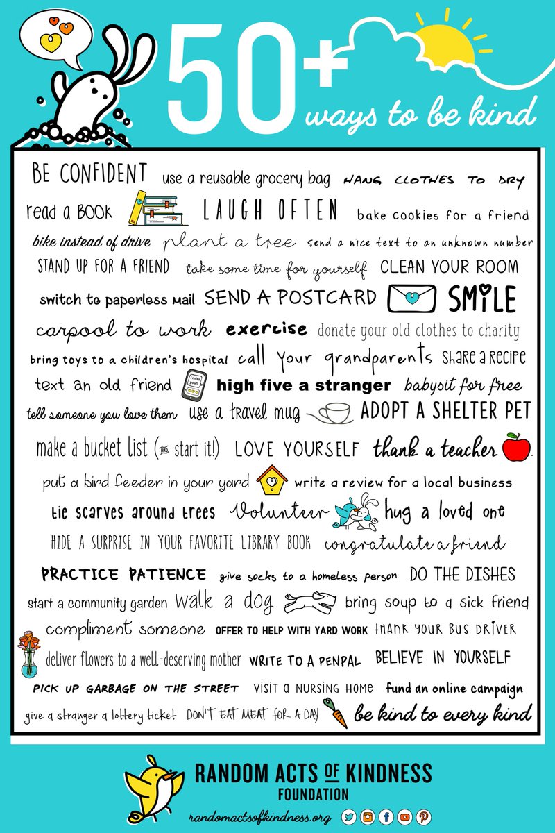 RAKFoundation's tweet photo. Looking for a new poster to help spruce up your classroom (or home)? 🤩 Don't miss this printable--it's a fun poster with a ton of ways to be kind! #RandomActsofKindness

Find it here: https://t.co/UDdpJZsron https://t.co/yme3GAVGpC