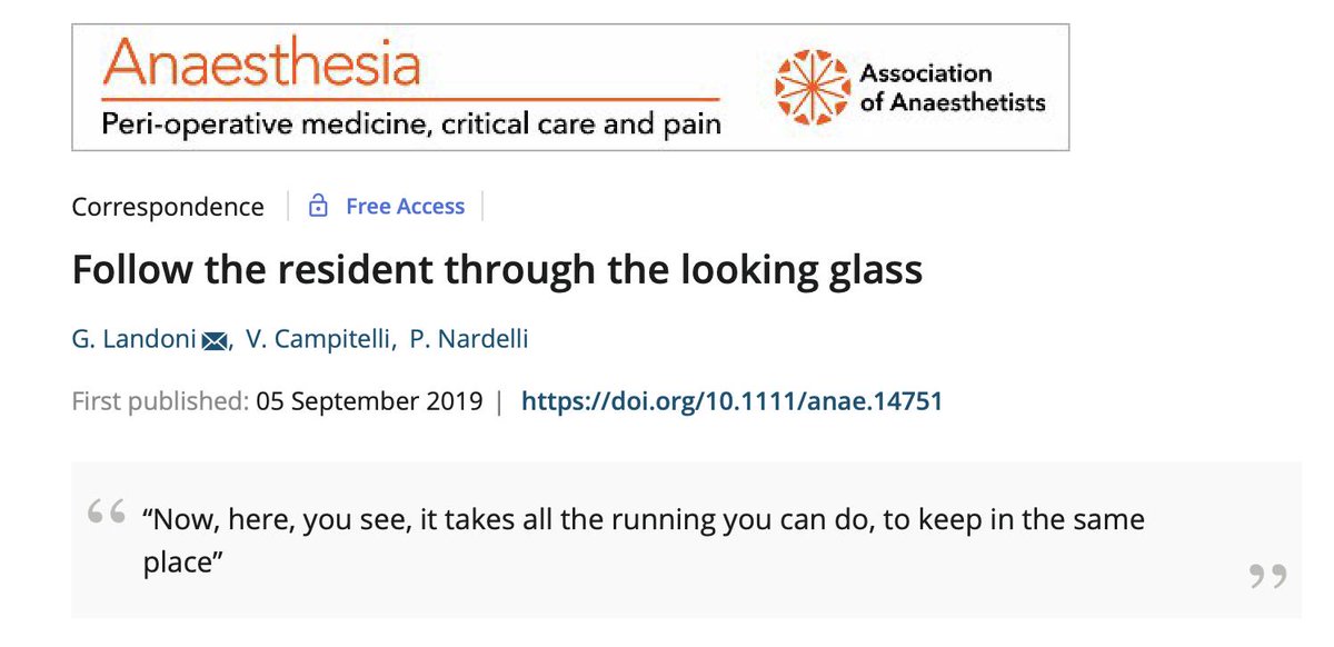 Does the #RedQueenEffect apply to modern-era medicine? #Residents may be the key to save older generations of doctors from extinction. onlinelibrary.wiley.com/doi/full/10.11… @giovannilandoni @pacoitaly @AAGBI #MedEd