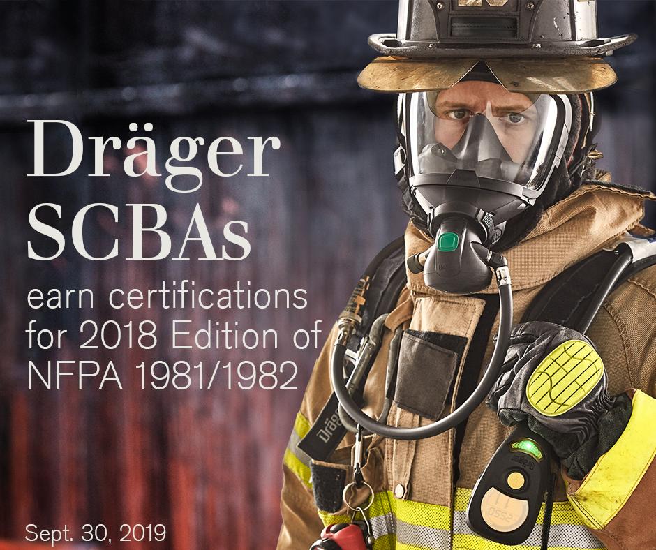 DraegerUSFire's tweet photo. Dräger SCBAs earn certifications to the 2018 Edition of NFPA 1981 &amp; 1982. More details on this momentous event is coming soon. Visit https://t.co/uJvsz7652m to learn more. https://t.co/4ct7KqHbtu