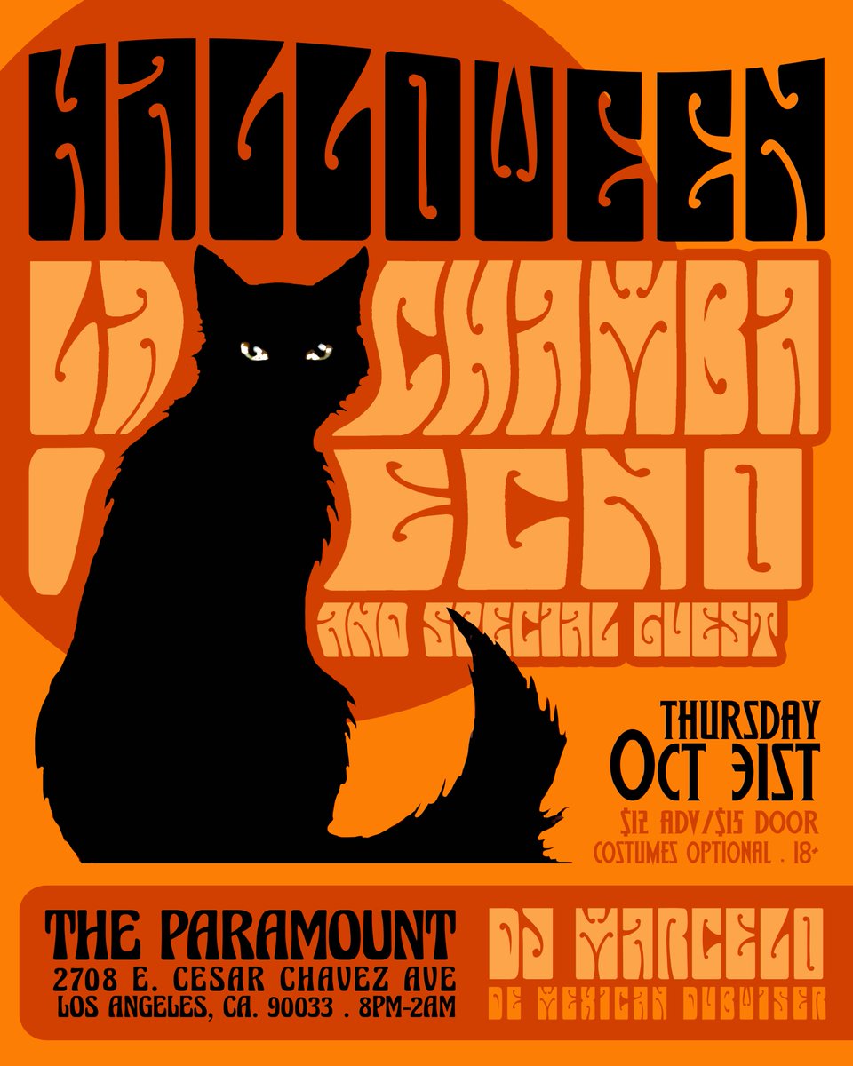 Spooky szn is approaching &amp; <a href="/ECNOmusica/">El Conjunto Nueva Ola</a> are giving you a halloween bash with <a href="/LaChambaMusic/">La Chamba</a> 👻

Tix: eventbrite.com/e/la-chamba-an…