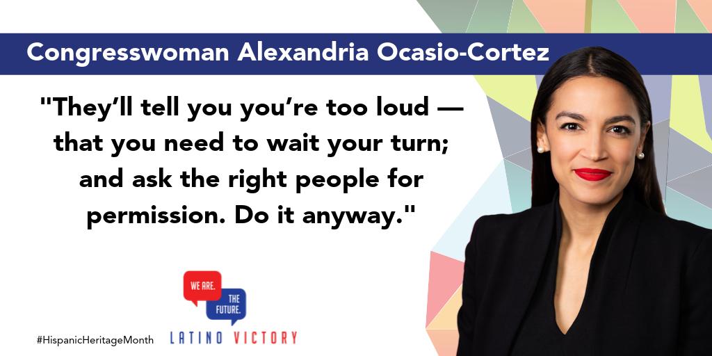 latinovictoryus's tweet photo. In 2018, @AOC dared to take on the establishment, won, and became the youngest woman ever elected to Congress.

Her leadership has shown Latinxs that they too can become an unapologetically progressive member of Congress without hiding their Latinidad.

#HispanicHeritageMonth https://t.co/4zqwqJ1T78