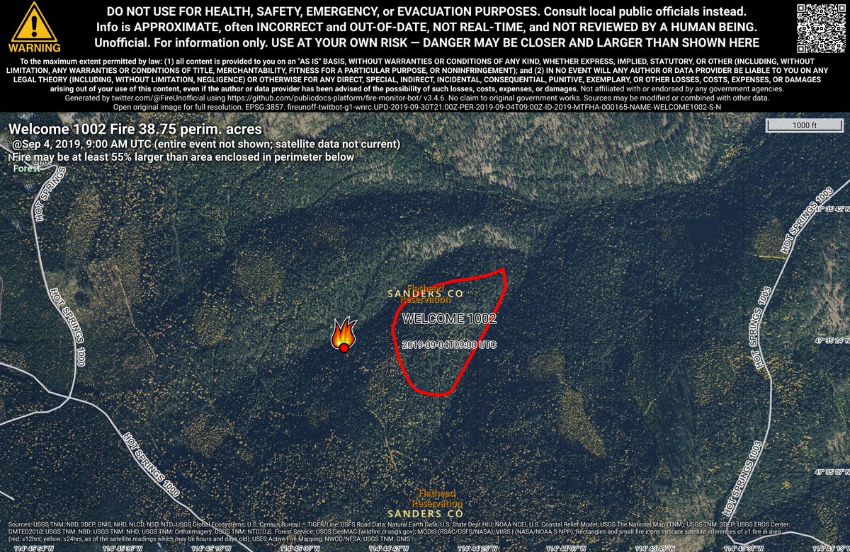 NRockFireBot's tweet photo. WELCOME 1002 🔥 unofficial, automated update.
Near Hot Springs, MT. ⚠️ DO NOT USE FOR SAFETY PURPOSES - See officials instead. May be incorrect; disclaimers in images. https://t.co/dAZW4xnQhh