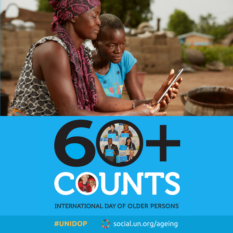 UN's tweet photo. Achieving the #GlobalGoals means leaving no one behind. Fight ageism on Tuesday's International Day of Older Persons &amp; every day: https://t.co/zDXytsqe82 https://t.co/bzSkcxi7D4