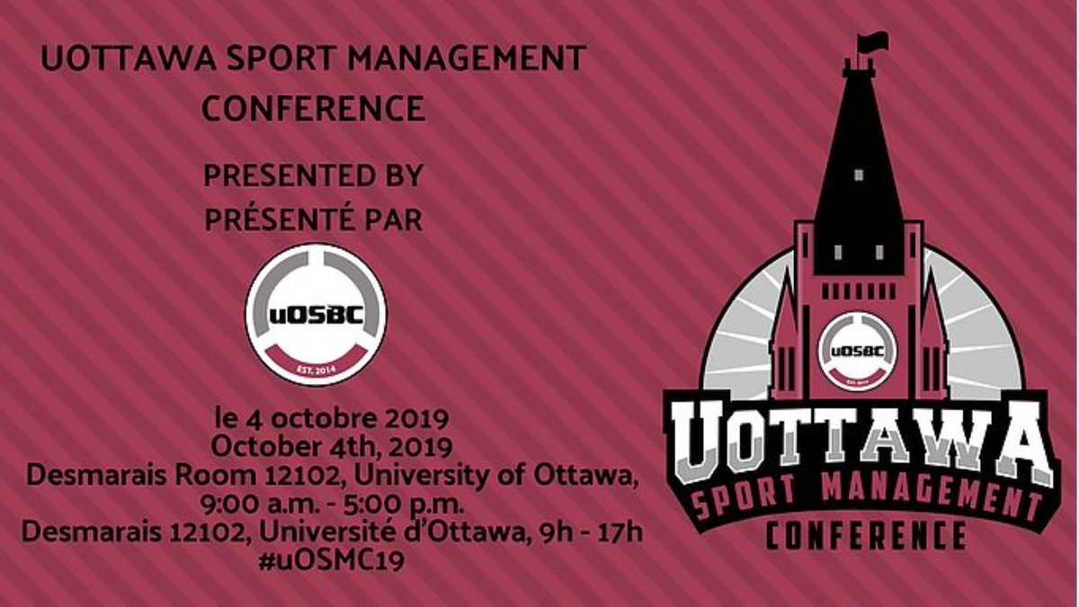 On October 4th, <a href="/uOttawaSBC/">uOttawa Sports Business Club (UOSBC)</a> will be holding the 4th annual uOttawa Sport Management Conference: Rising to the Top!  You will have the opportunity to listen to and speak with some of the best minds at the top of the sports industry!

Register today at:  ow.ly/aRAD50wxqqk