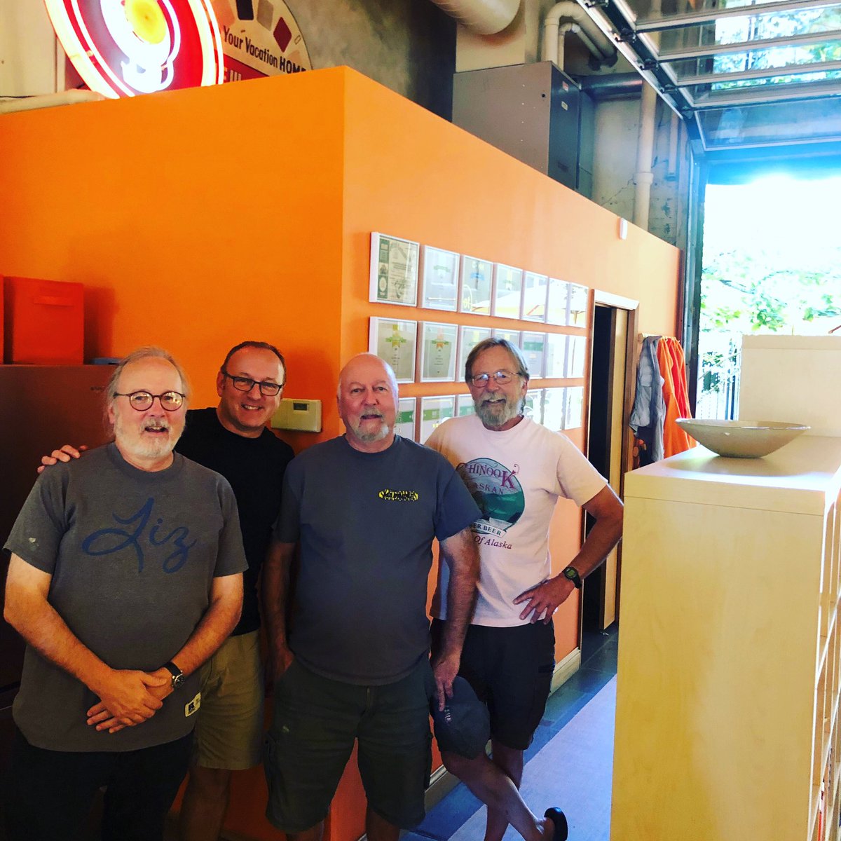 _spyglass's tweet photo. When family comes to visit, we put them to work! Thanks to Tommy, Bear and Cap Slothower (3 of the 8 – yes 7 Slothower brothers and one amazing sister) who used their skills to create our new Client Award Wall… and we may need to have them back soon, as we are proud to announce https://t.co/hRIX2bFCjr