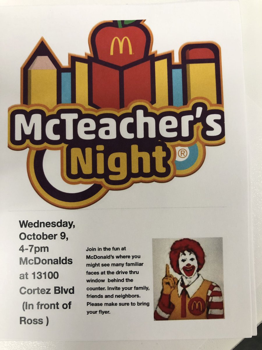 DeltonaElemAP's tweet photo. Join us on October 9th for McTeacher’s night to support WHMS! #SOARWHMS https://t.co/N3sMJSogia