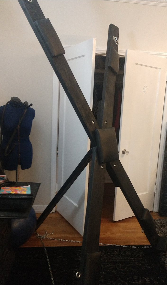 Mad_Marvy's tweet photo. I have an 8ft St Andrew's Cross I need gone. Which of you are going to rid me of this? #LosAngeles #Hollywood #bdsmgear #black #California #Giveaway https://t.co/5Q7Fj59DGh
