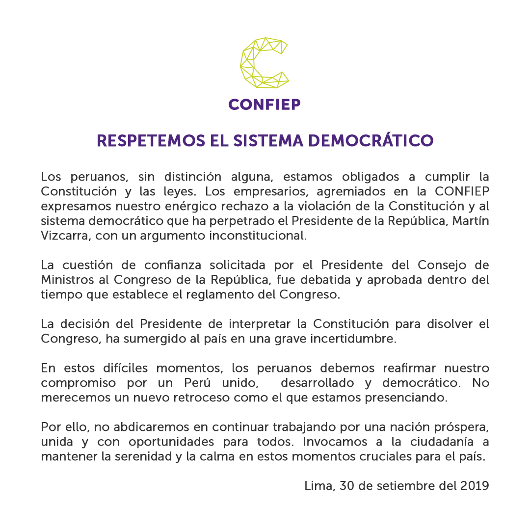 IndiraHuilca's tweet photo. CONFIEP llama a "defender el sistema democrático"... pero respalda la farsa de Olaechea-Araoz. Esa es la democracia que defienden y quieren imponer: la de quienes toman decisiones torciendo la ley con prepotencia, a puerta cerrada y de espaldas al pueblo. https://t.co/i6bUTwypqH
