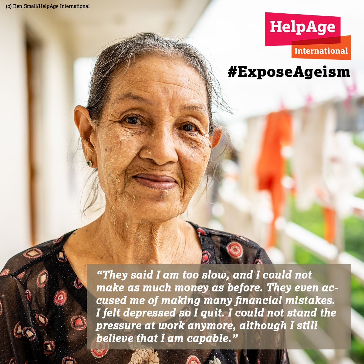 We are discussing ageism with older people around the world, to help them recognise and challenge the injustices they experience because of their age. 

Read this photo story and find out what they had to say in Myanmar. #ExposeAgeism #IDOP2019

bit.ly/2nQjmxk