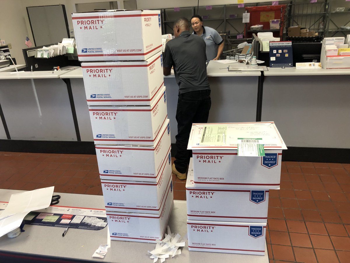 On 9/15, <a href="/rafaesq/">Rafael Urena</a> &amp; I filed #NajafivPompeo on behalf of 20 Iranian American families. Even with many gov defendants,  DOJ hasn’t entered appearance. So we serve all them Defendants copies of our motion for preliminary injunction  old-fashioned way. #travelban #litigation #boxes