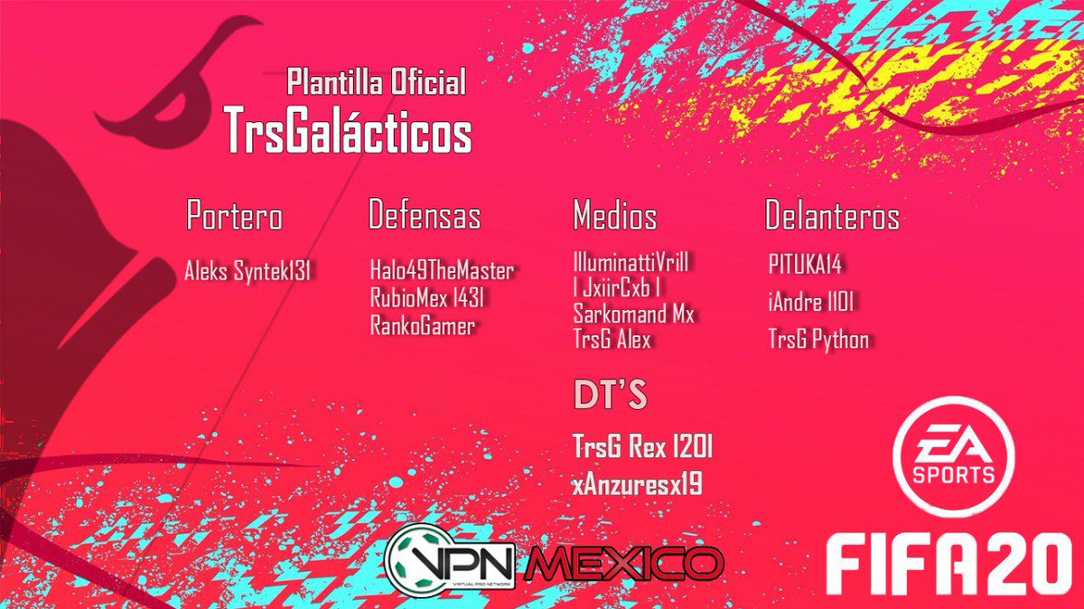 GalacticFalcons's tweet photo. Esta es la plantilla  con la que  arrancaremos este Fifa 20!!!

#TrsGalacticos. 💪🎖️🏆⚽

@VPN_MEXICO https://t.co/NY7Ymw1viD