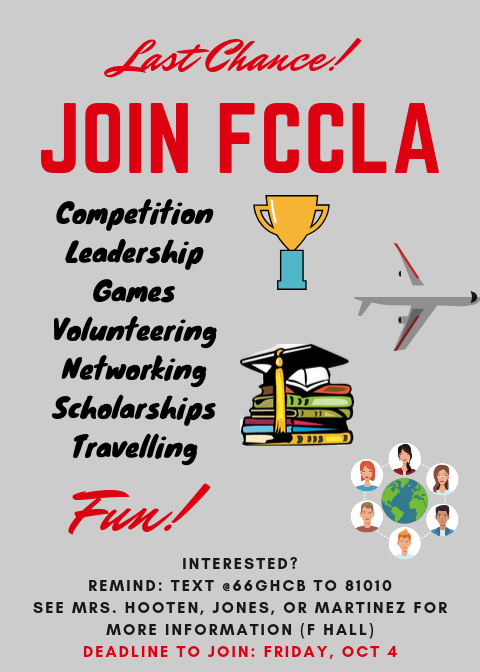 brydn_a's tweet photo. @FCCLA__CHS @Cen10titans Last chance to join FCCLA is this Friday, Oct 4! FCCLA offers competition, monthly meetings, scholarships, and more. Come talk to any of the officers or sponsors in F-Hall (Mrs. Hooten, Mrs. Jones, Mrs. Martinez) if you're interested! https://t.co/0ktyOGfZkd
