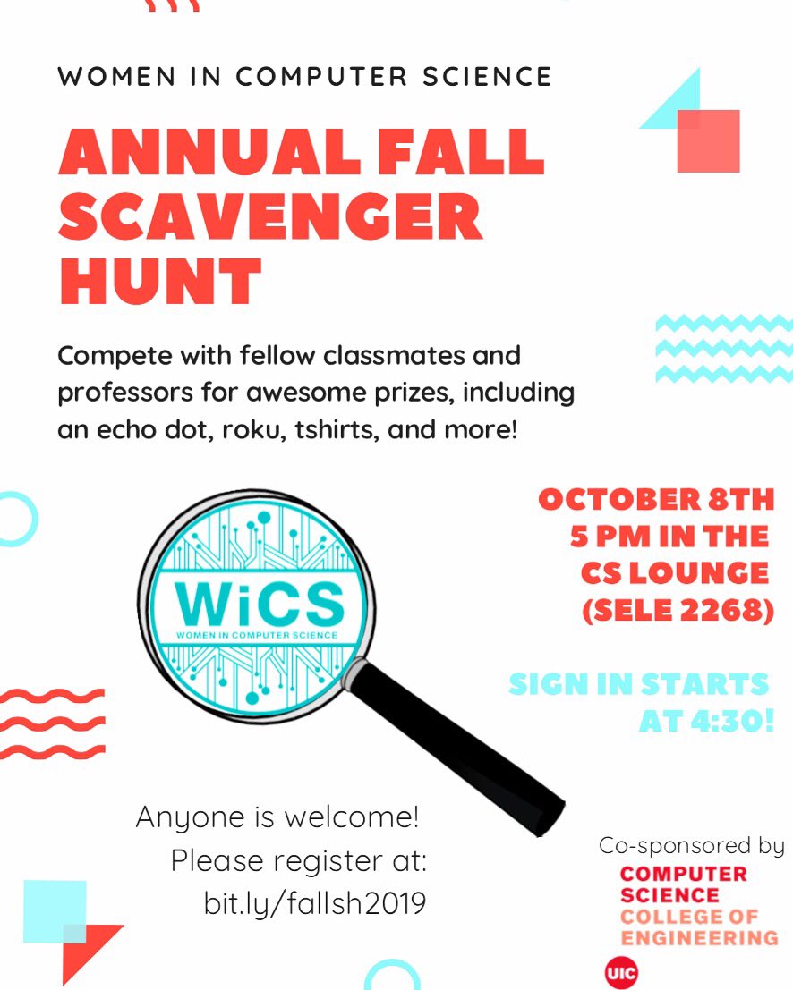 uicwics's tweet photo. fall scavenger hunt is right around the corner! Details can be found in our flyer attached! RSVP at https://t.co/zi2EDLSaAH https://t.co/yUGXAYMJ0t