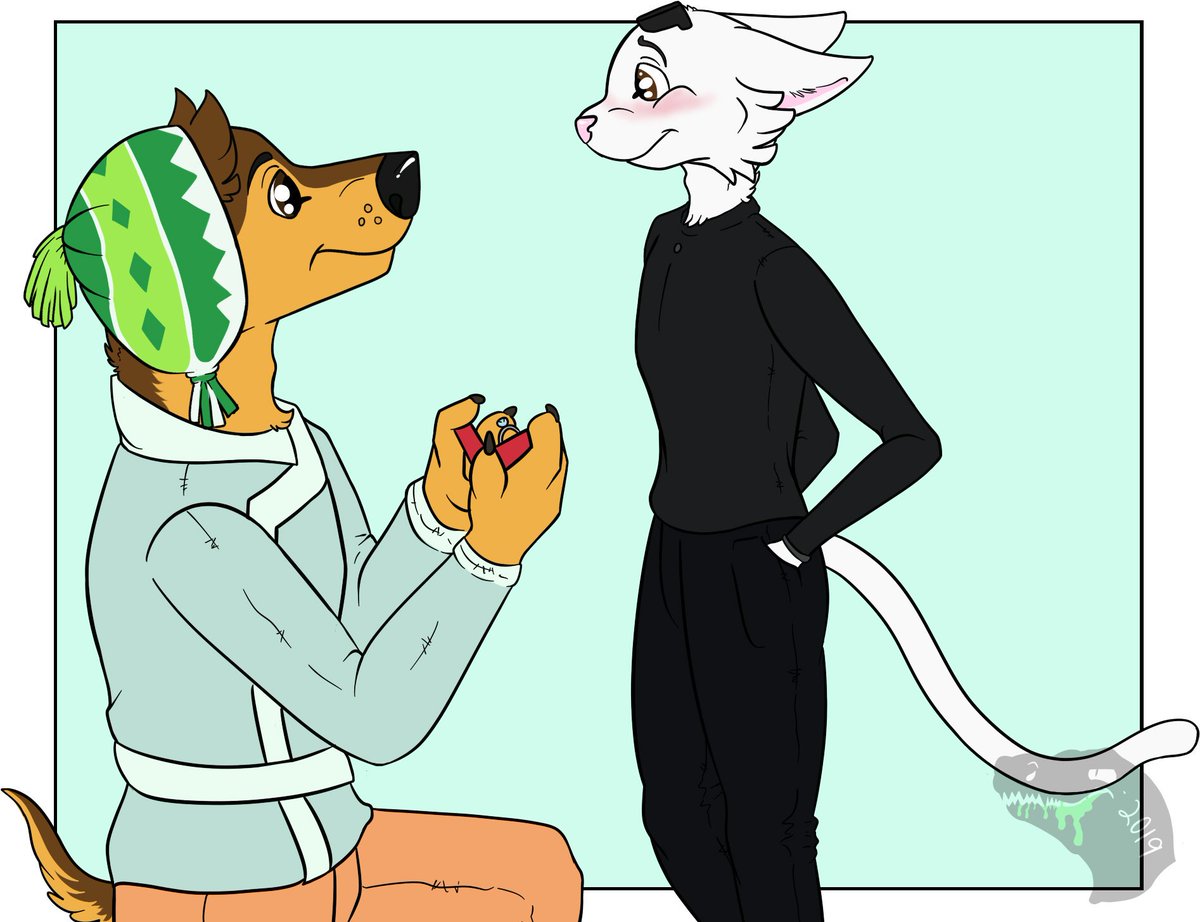 SFennox's tweet photo. Finished fanart! I am upset at myself for not using more expression or body movement but i think id like to do this again when I'm not in a down state mentally and see if it's better.
#rockdog #bodey #angus #cat #dog #digitalart #fanart #cutecouple #furry https://t.co/4GQFmexSuS