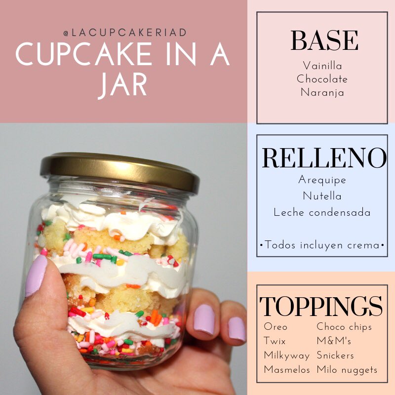 DianaAJaramillo's tweet photo. Holi! Tengo un negocio de repostería en Barranquilla y este viernes y sábado tendré Jars disponibles 👇🏼 Serán a 7K y podrán escoger hasta 3 rellenos o toppings 💕🤤 https://t.co/YTfHVKjZXX