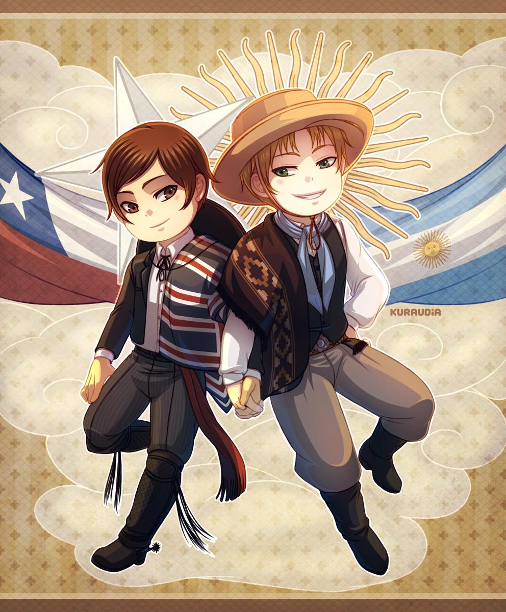Kuraudiart's tweet photo. #ArgChiWeek Day 3~ Estrella⭐ y Sol🌞 (En mi headcanon todavía no terminó la week(?))
Chile como Huaso y Argentina como Gaucho~ 🐎❤💕
Este es un regalito para @Anhue_ porque hizo un gran trabajo siendo anfitriona de la week~💕
#LatinHetalia #ArgChiWeek2019 #argchi 🇦🇷❤🇨🇱 https://t.co/q63yCKBIPm