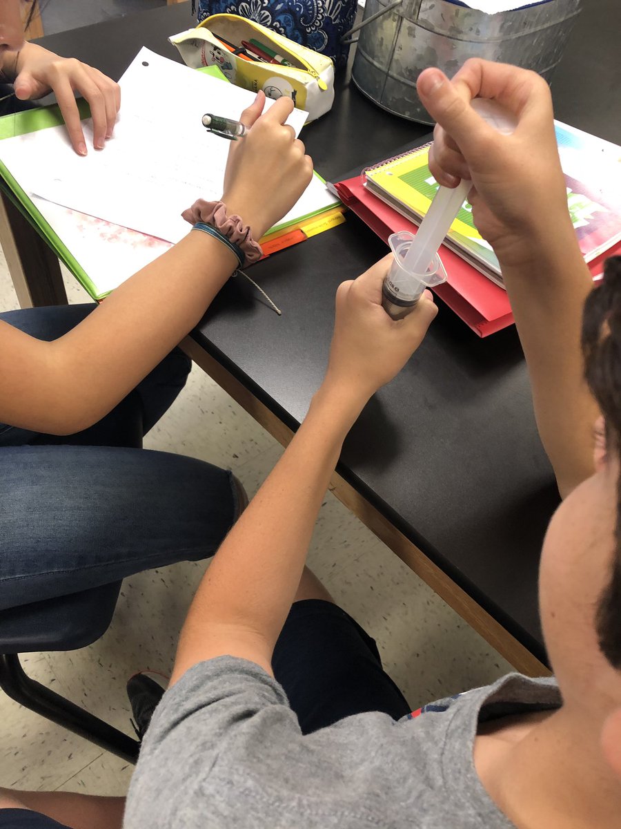 MsCrainium's tweet photo. Today in #8B4 we reviewed states of matter with an escape room this morning and #hsps planned and carried out an investigation for boyle’s law. #reviewtomorrow @DickersonMSCobb @cobbscience #sciencematters https://t.co/dxvPogpadk