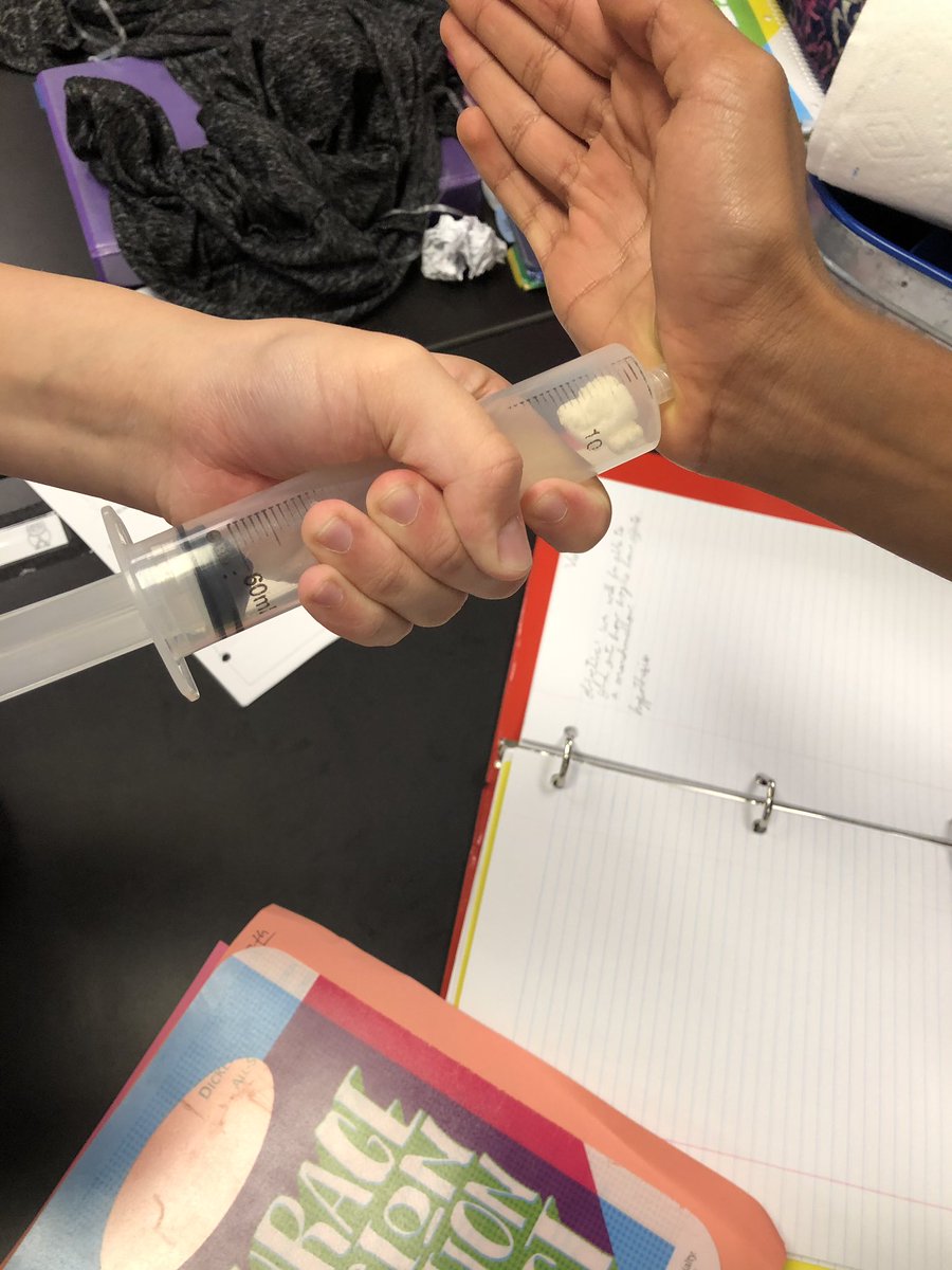 MsCrainium's tweet photo. Today in #8B4 we reviewed states of matter with an escape room this morning and #hsps planned and carried out an investigation for boyle’s law. #reviewtomorrow @DickersonMSCobb @cobbscience #sciencematters https://t.co/dxvPogpadk