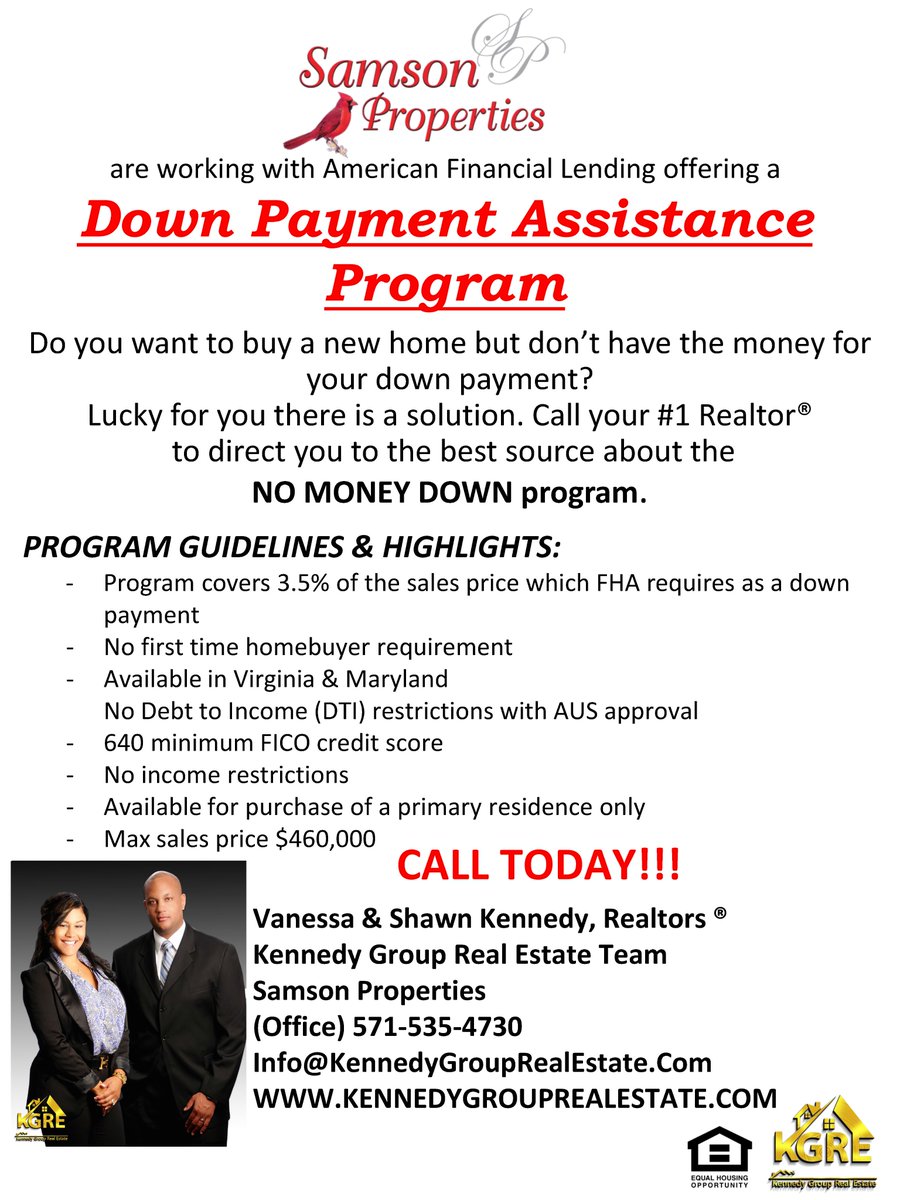 kennedygroupRE's tweet photo. 20% down payment is just a myth. 100% financing is available! Got questions? Email me at Shawn@KennedyGroupRealEstate.Com for FREE consultation #downpaymentassistance #kennedygrouprealestate #kgre #samsonpropertiesfxbg #shawnkennedyrealtor #MDrealestateagent #varealestateagent https://t.co/dEwxRilAx4