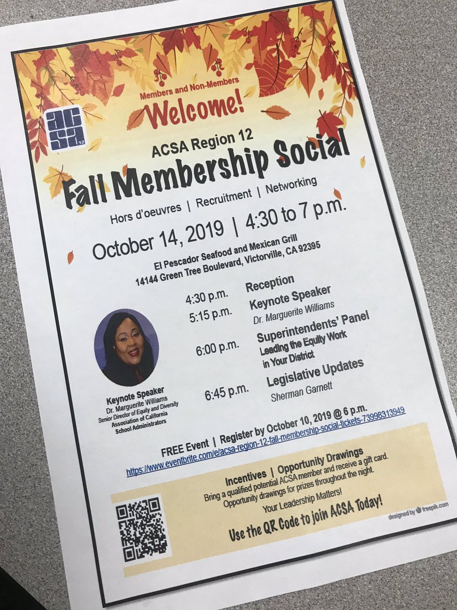 Mark your calendar for the upcoming Fall Social on October 14 in Victorville. Register at eventbrite.com/e/acsa-region-…