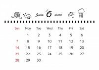 素材ラボ على تويتر 新作イラスト シンプル 2020年 6月 カレンダー