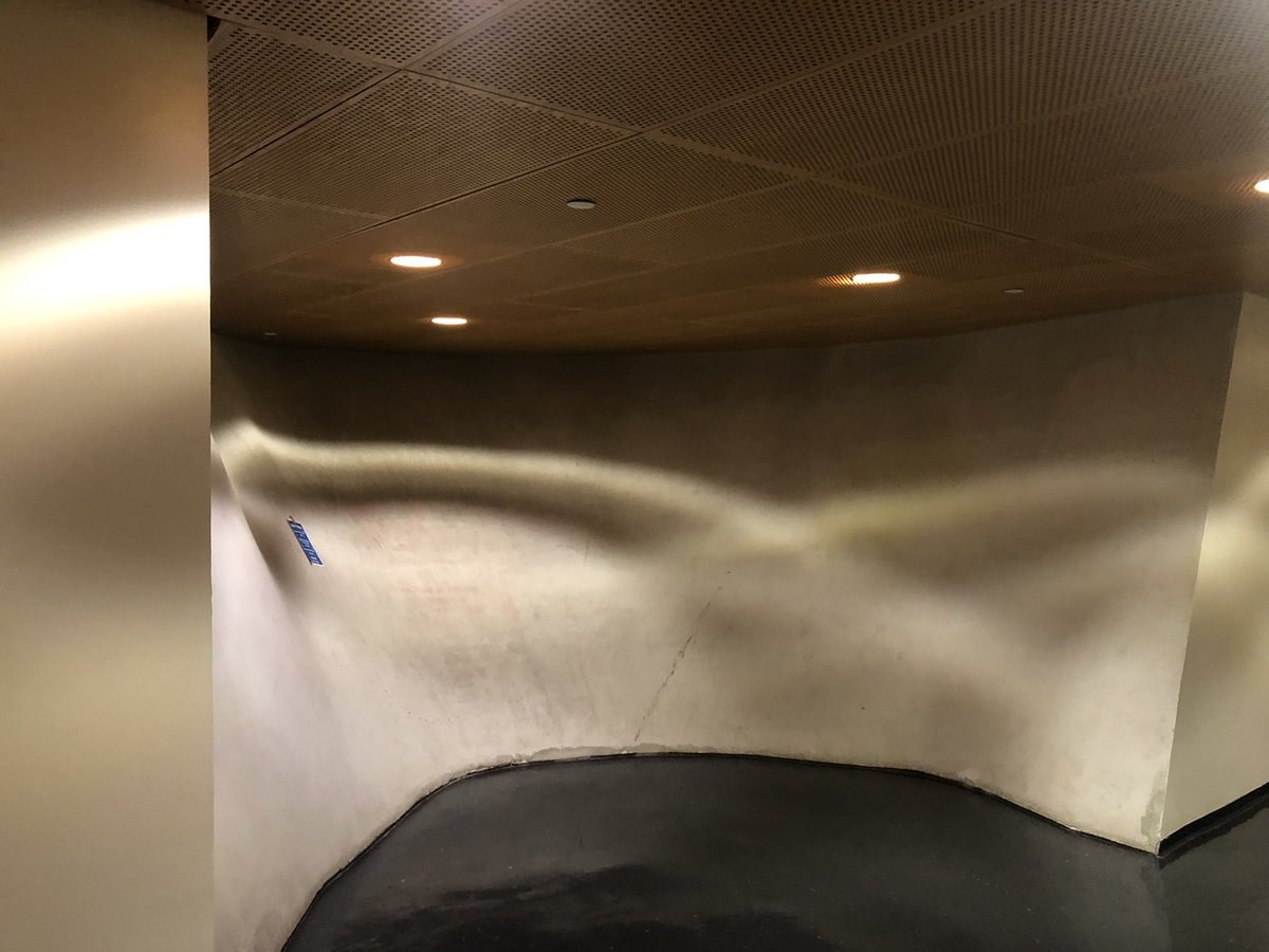 pearlli98's tweet image. More obvious wave mimicking design  using light and curved wall. The space doesn’t have a functional purpose except to provide a visual detour from the straight hallway and spells the character of the community as playful and unconventional.  #communitybydesign #linearity