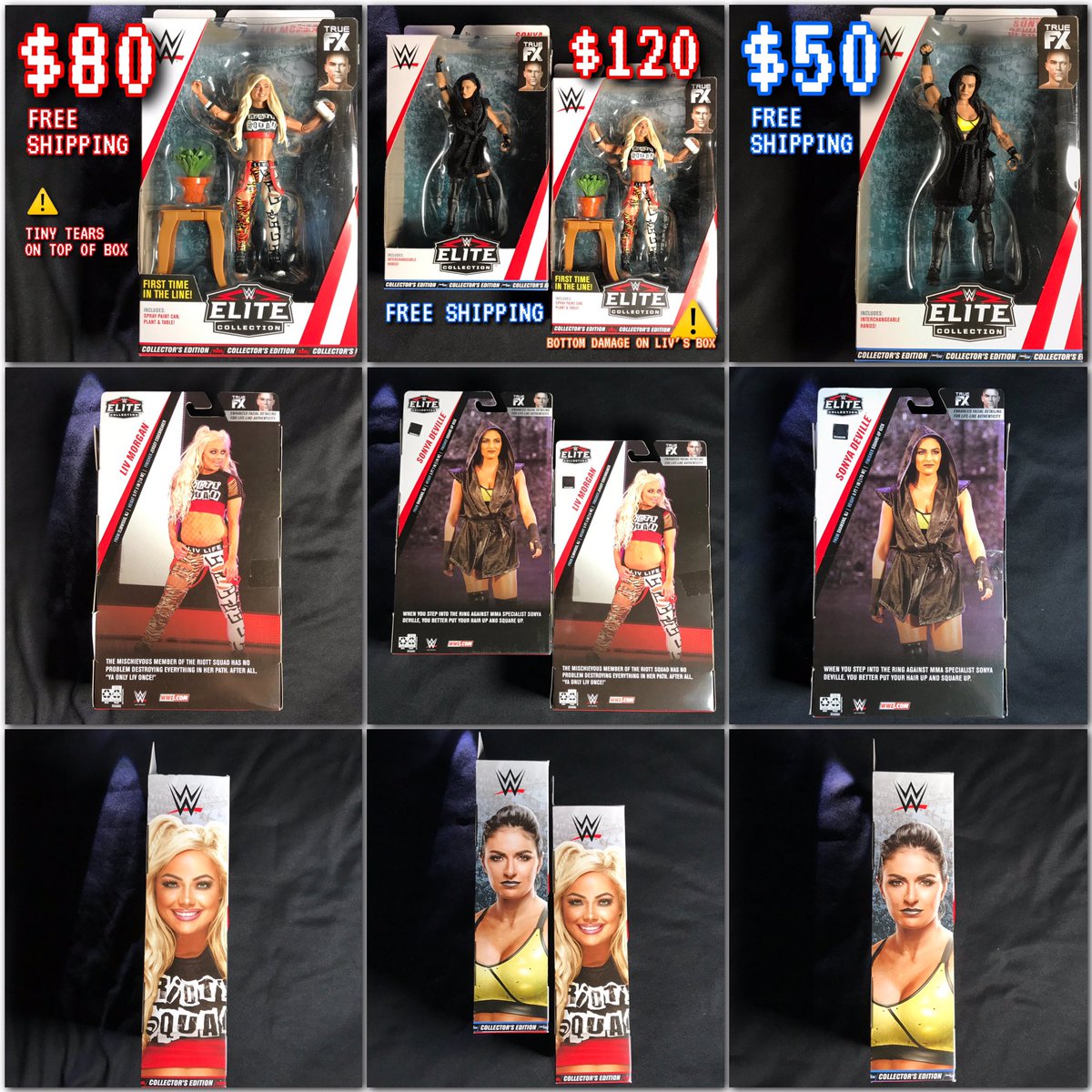 BU4Ddroid's tweet photo. Take your pic!  #WWE #Elite  #CollectorsEdition #SONYADEVILLE &amp; #LIVMORGAN at fair prices, ready to ship #ASAP!  #WWEelite #actionfigures #RAW #WWEraw #smackdown #WWEsmackdown #newjersey #NJ #toysforsale on #Mercari 🛒
»» https://t.co/227IoPMxLW https://t.co/chDbCcJD3l