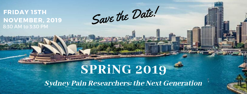 Are you an early career #pain researcher in #Sydney? Details for the 3rd SPRiNG symposium are soon to be released, but for now ... 

SAVE THE DATE - Friday November 15th 

More info soon! <a href="/Pain_NeuRa/">James McAuley</a> @rizzo_mapofpain <a href="/AidanCashin/">Aidan Cashin</a> @mawewege @matthewbagg @EdelOH <a href="/stevekamper1/">Steve Kamper</a>