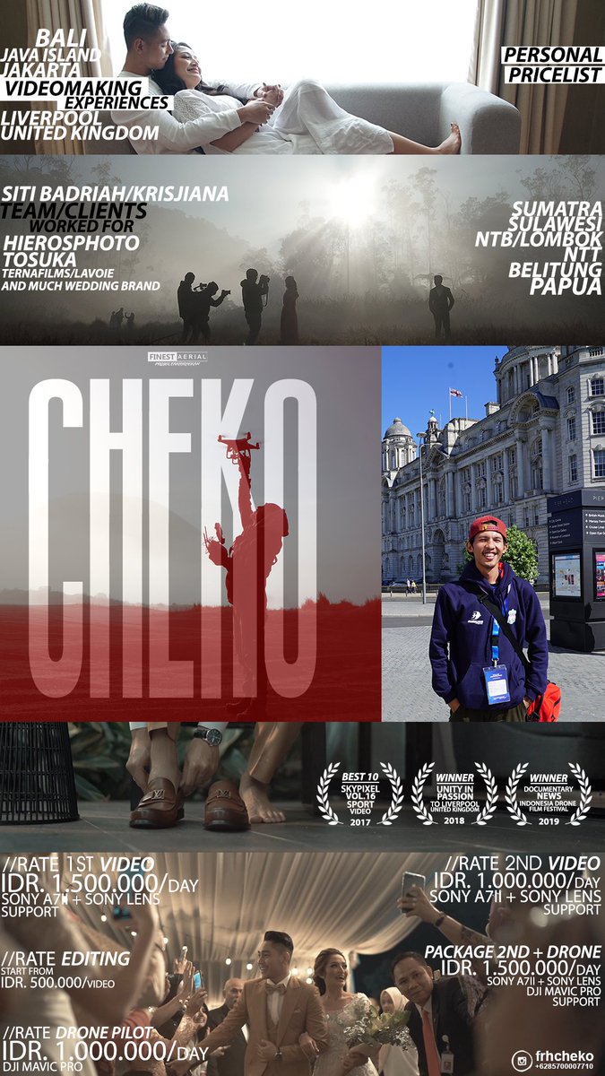 Update guys.
Karena prinsip Freelance itu saling nge-hire.
Per Oktober 2019 PL Standard rilis terbaru.

1. Personal PL Corporate (Luar Kota/Pulau)
2. Personal PL Wedding (Luar Kota)

Silakan jual portofolio saya (ada fee marketing)
Negotiable. Bisa press utk 2-7+ days shoting.