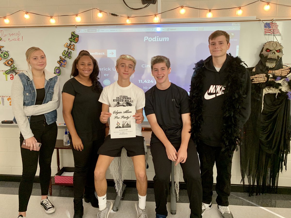 Candace_Baum's tweet photo. Poe celebration in Pre-AP English 10 #mcslearn #proudtobeajet https://t.co/o387PNj3Tr