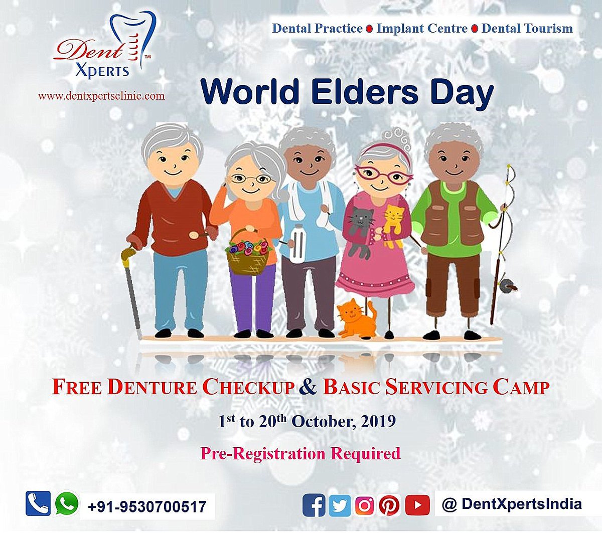 DentXpertsClinc's tweet photo. Celebrating World Elders Day..
#internationaldayofolderpersons #Eldersday #DentXperts #DentXpertsIndia #Dentures #Fixeddentures #artificialteeth #dentalimplants #dentalcheckup #bestdentalclinicpanchkula #bestdentistpanchkula #DrRahulVashishth #teethcleaning #bestdentures #dental https://t.co/Gz1hgCYTJh