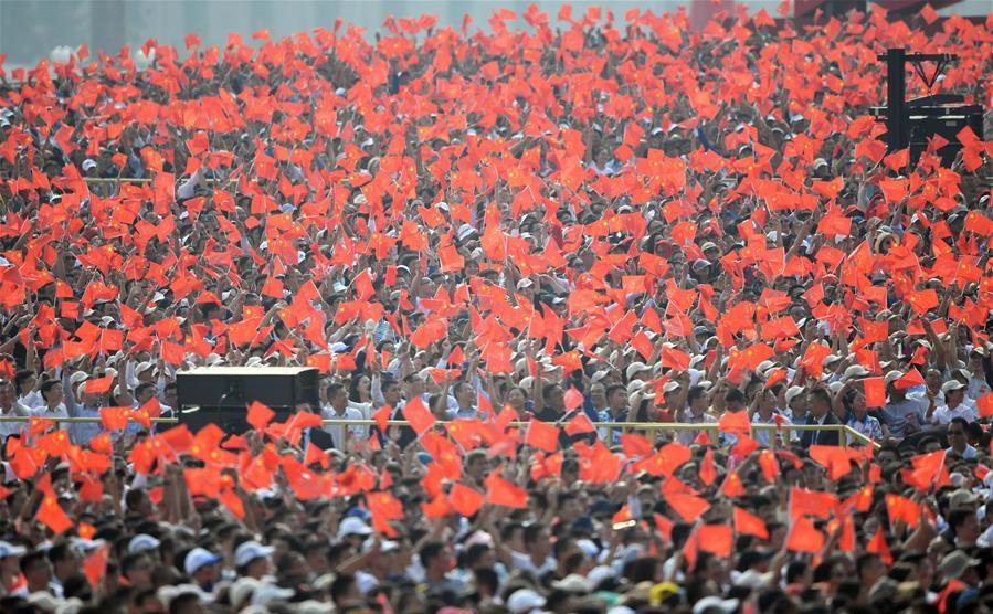 CCTV's tweet photo. China holds celebrations marking 70th anniversary of PRC founding #PRC70YearsOn #CelebrateChina70 #GrandGathering #MilitaryParade https://t.co/W3HVIcaNQ9
